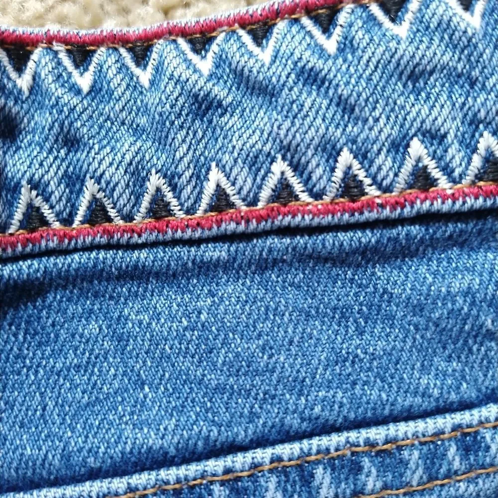 Denim Co Hi Rise Southwestern Aztec Distressed Ripped Denim Shorts